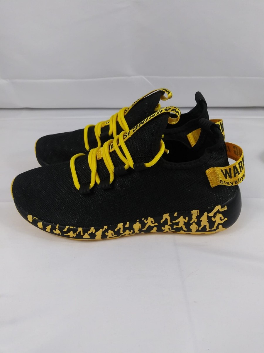 靴 YELLO Risktaker Mid Heel Sneakers BLACK tennis warning Isecurd color black with yellow sizes 9 | eBay