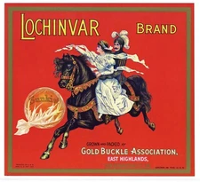 LOCHINVAR Vintage East Highlands Orange Crate Label, Horse, *AN ORIGINAL LABEL*
