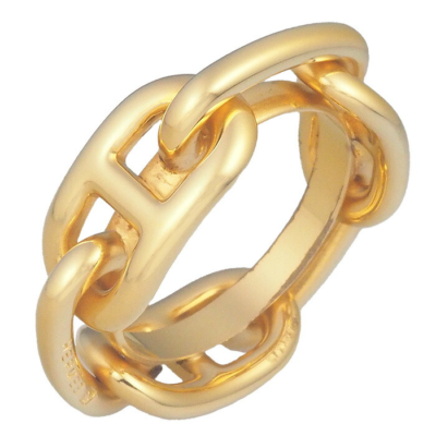 Hermes Chaine d'Ancre Gold Color Scarf Ring | eBay