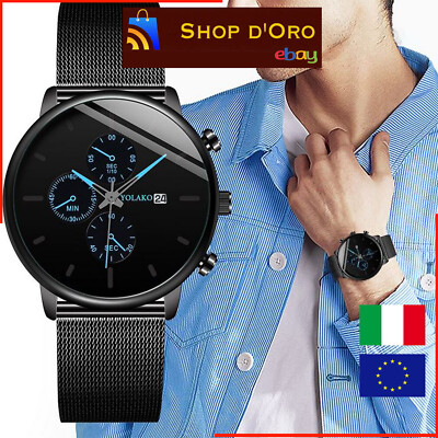 Elegante hochwertige Uhr Analog Schwarz Zeiger Gold Herren