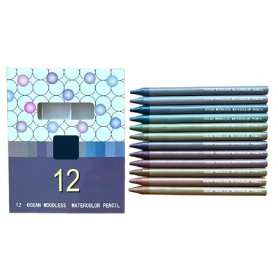 12Pcs Woodless Watercolor Pencil for Coloring, Painting, Art Illustrations