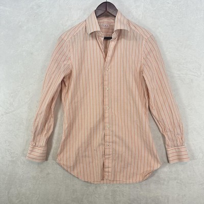mens orange striped dress shirt Comfort Stretch Non-Iron Stripe Dress Shirt With Contrast Trim