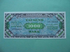 Germany occupation 1944 1000 Mark UNC. USSR zone Allied Military Currency P-198b