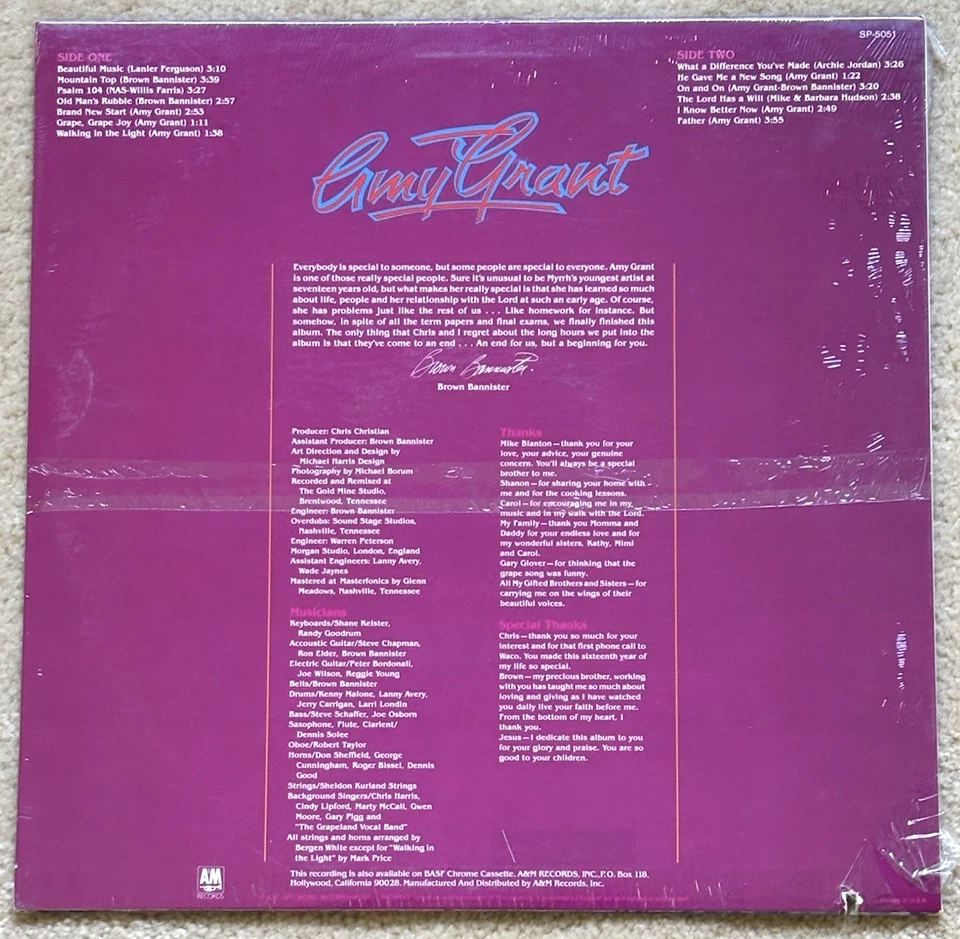 AMY GRANT - Self-titled debut (1977, Myrrh Records) Vinyl LP. FACTORY SEALED - Image 2 of 2