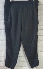 Lou & Grey Casual Pull On Pants Women's Large Black Ruched Ankles Pockets