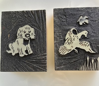 Vintage Carved Blocks By  The American Crayon Company Linoleum Carved Lot Of 8