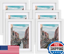 8x10 White Picture Frames Nature Solid Wood 6 Pack for Wall Mounting and Tableto