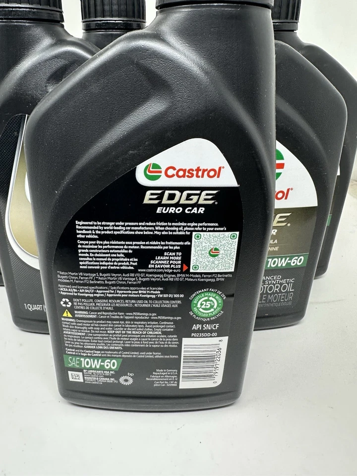 Aceite de motor 6 cuartos Castrol Edge Euro Car 10w60 para BMW M3 M5 M6 Z3M Z4M Z8 Foto 4 de 4
