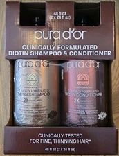 🌟NEW🌟  PURA D'OR Dor Clinically Formulated Biotin Set 2X Anti Thinning 24oz Ea