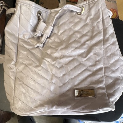 Bella Russo Quilted Chevron Bucket Bag Drawstring w/ Detachable Strap