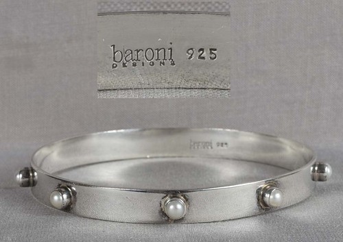 Vintage sterling silver & pearls BARONI DESIGNS BRACELET