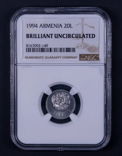 1994 Armenia 20 Luma NGC Brilliant Uncirculated RB0149