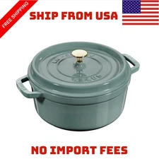 HOT SELLING Staub Cast Iron 4 qt, Round, Dutch Oven, Eucalyptus NEW IN BOX