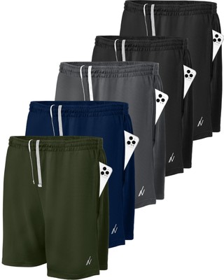 5 Pack Mens Athletic Shorts Quick Dry Loose-Fit Lightweight Running Workout G...