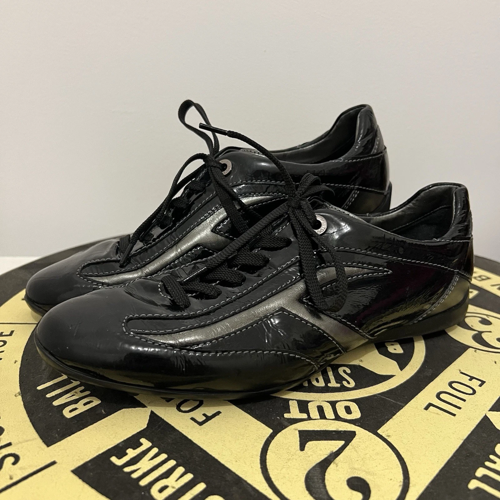 TOD’S Tod's Shoes Italy Nero Pelle Scarpe Sneakers Comode Guida Donna Taglia 7 5