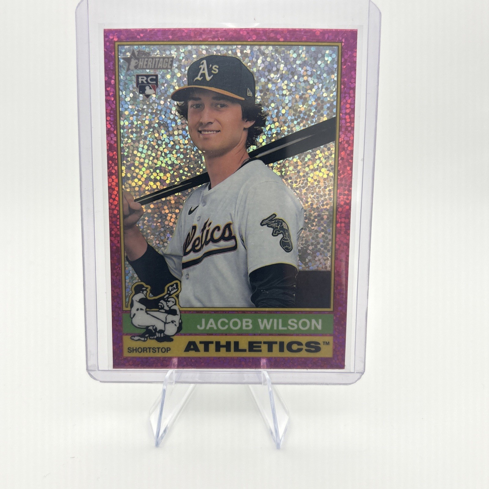 2025 Topps Heritage - Jacob Wilson #15 Chrome Pink Sparkle Refractor (RC)