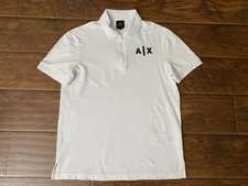 Armani Exchange Mens 1/4 Zip White Polo Shirt Short Sleeve A|X Logo Size S