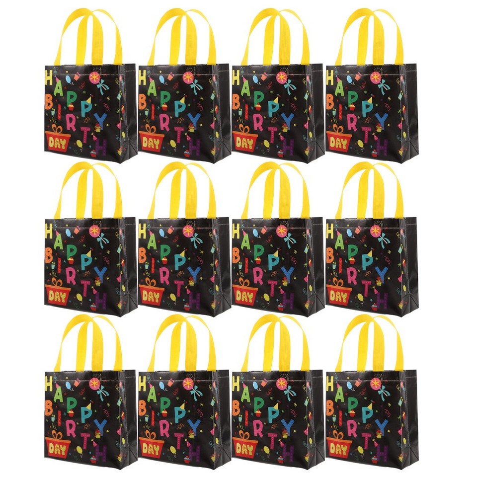 OOTSR 24 pezzi Borsa regalo per feste, 7,87 x 7,87 pollici Sacchetti regalo non tessuto con manico, borsa tote per bambini festa, snack, caramelle, giocattoli, artigianato, 8 colori