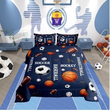Feelyou Baseball Basketball Football Duvet Quilt Kids Ball Games Bedding Set Ful