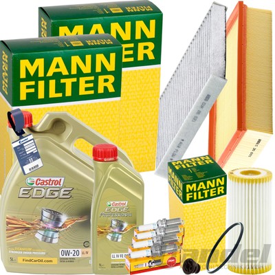 MANN INSPEKTIONSPAKET+6L CASTROL 0W-20 ÖL passend für AUDI A1 GBA VW POLO 6 GTI