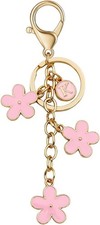 Bag Charm Keychain Flower Black White Pink for Purse Handbag Accessory