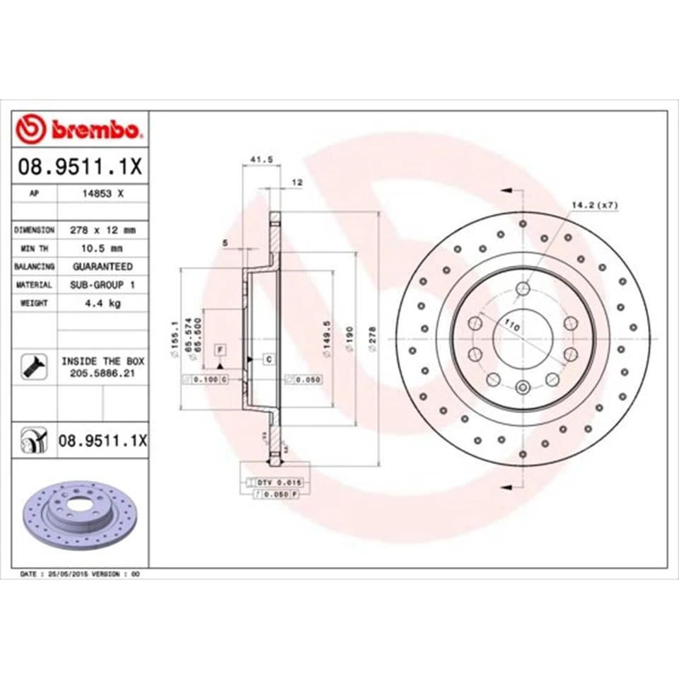 BREMBO Deporte Bremsenset Delant. + Trasero Apto para Opel Vectra C+Signum - Imagen 3 de 4