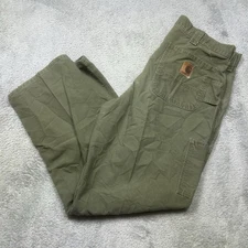 Carhartt Carpenter Pants Men's 38x32 Olive Green Workwear Utility B151 OLV