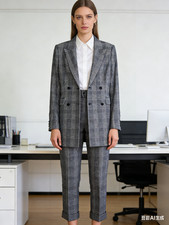 Calvin Klein Women s Size 6 Houndstooth Plaid Double Breasted Blazer Jacket
