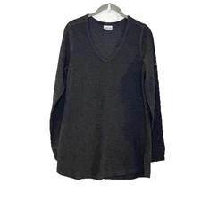 Columbia Women's Sz Medium Pine Peak Long Sleeve Thermal Tunic V-Neck Top Gray