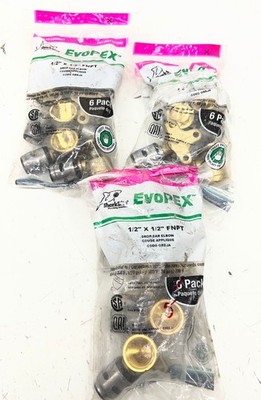 (17 TOTAL)SharkBite 1/2in. Push to Connect EVOPEX Brass 90 Degree Drop Ear Elbow