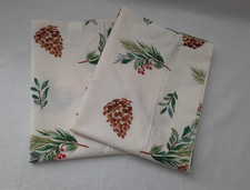 Pair of LL Bean Standard Pillowcases ~ Evergreen Pattern ~ Cotton Percale
