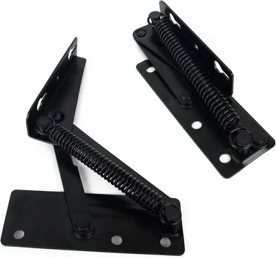 2PCS 80 Degree Foldable Lifting Bracket, Black Spring Hinge, Bench Elevator Top 