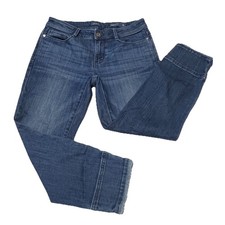 J JILL DENIM 8  Rise Authentic Fit Cropped Stretch Frayed Blue Jeans 2P