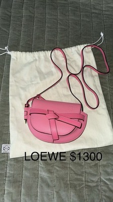 Loewe Gate Small Pink Knot Accent Braided Flap Crossbody Bag Women s