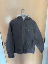 Vintage Carhartt Hooded Work Jacket Brown Sherpa Lined Men s XL