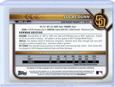 * LUCAS DUNN * 2022 1ST BOWMAN CHROME PAPER AUTO RC