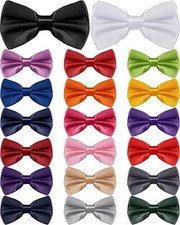 20 Pieces Bow Ties for Men, Formal Satin Solid Tuxedo Bow Ties Multiple Colors