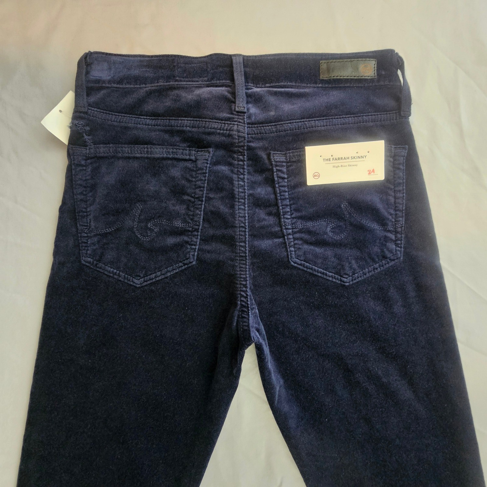 AG Adriano Goldschmied *FLAWED* Size 24R The Farrah Navy Velvet Jeans NWD L544 thumbnail 5