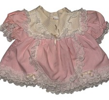 Vintage Baby Dress Size 3-6 months Lace Ruffles Pink Ivory