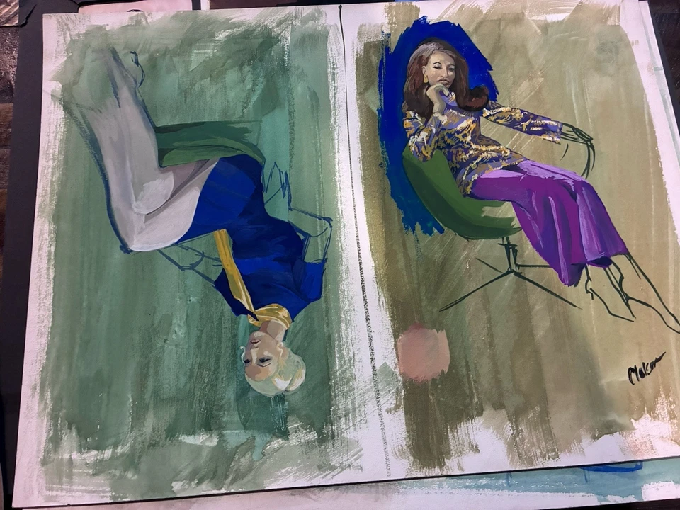 Винтажные модные рекламные иллюстрации — женские модные наряды — подписанные - Изображение 2 из 4