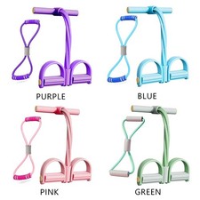 Fitness Resistance Bands 6 Tube Workout Pedal Ankle Puller w/Figure 8 Resistance