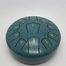 6" Steel Tongue Meditation Drum 11 Notes, Green, Percussion Instrument