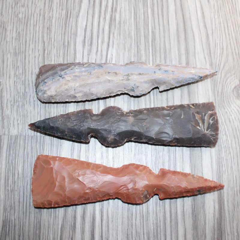 3 Stone Ornamental Tomahawk Heads #467    Agate Jasper Ax Axe Hatchet