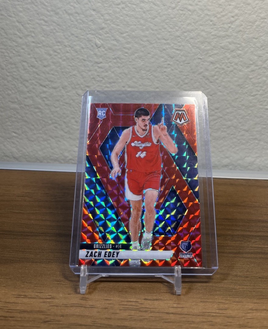 2024-25 Panini Mosaic - Rookies Zach Edey #248 Red Mosaic Prizm (RC)