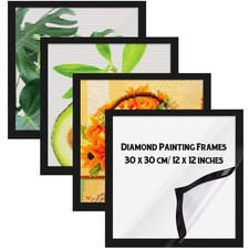 Unittype 4 Pack Diamond Painting Frames Magnetic 12 x 12 inches, Black