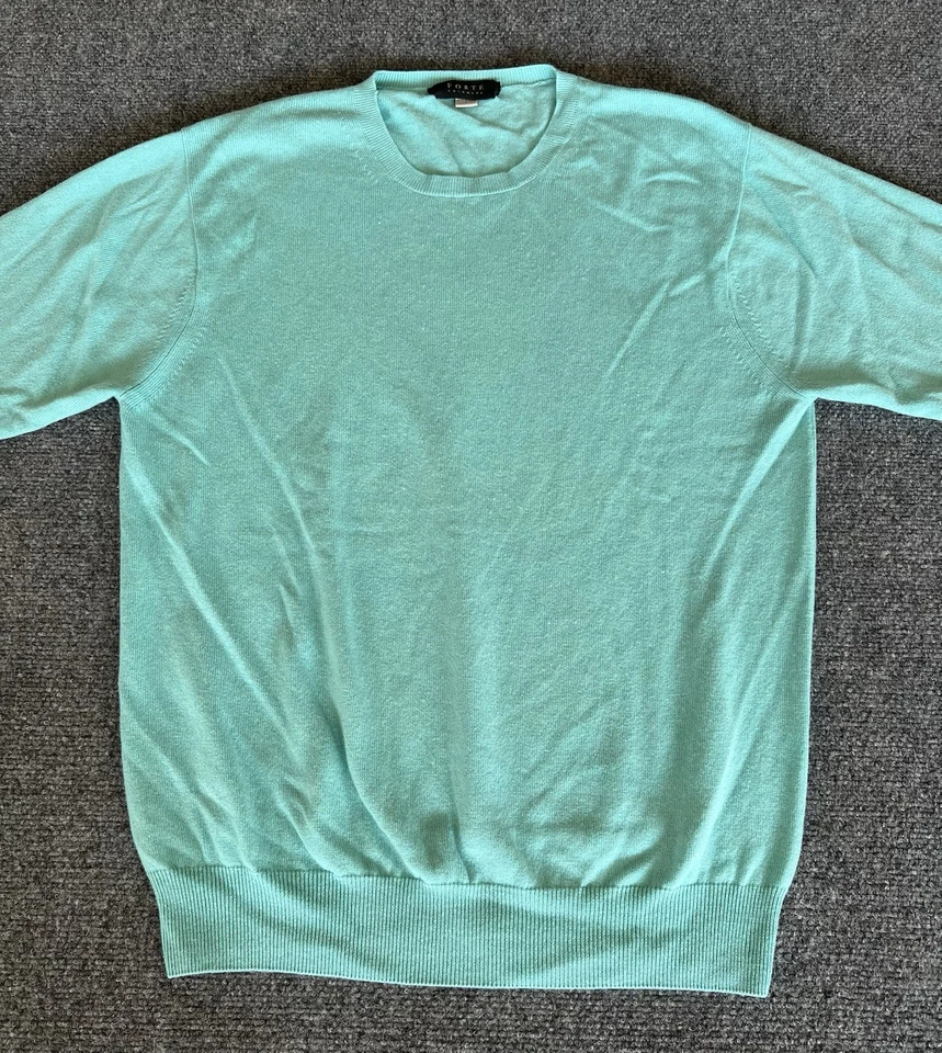 Suéter Forte 100 % cachemir para mujer talla L suéter cuello redondo manga larga verde Foto 4 de 4