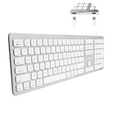 Teclado Alambrico De Aluminio Con Puertos USB Para Computadora De Lujo Pro