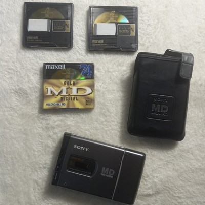 Sony MZ-E40 Personal MiniDisc Player Gray Compact W/3 MD DISK & Case READ BELOW
