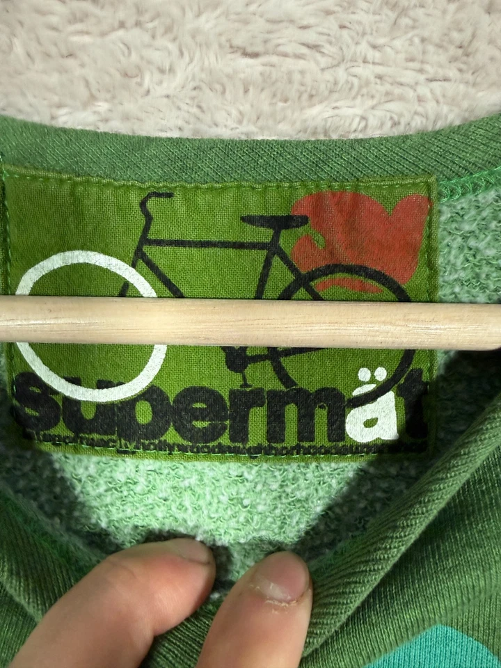 Sudadera Free City Cuello Redondo Pequeña Verde Pan y Bicicletas Hecha en EE. UU. Foto 4 de 4