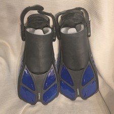 CAPAS Snorkel Fins BLACK Swim Fins Short Blue Adjustable Snorkeling S/MD